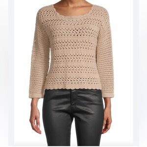 White + Warren Crochet Sweater